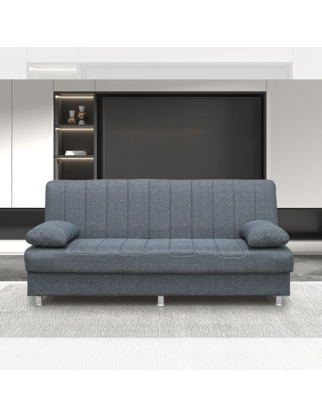 Divano letto contenitore Economix 3 posti colore grigio Mina 11 - Kallea