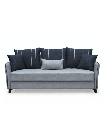 Divano letto contenitore Panama 3 posti colore grigio chiaro e cuscini grigio scuro - Kallea