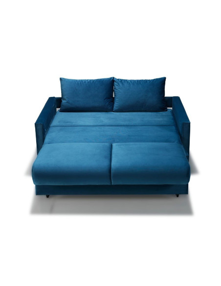 Divano letto Calion contenitore in Twist 12 light blue con piedi in legno - Kallea