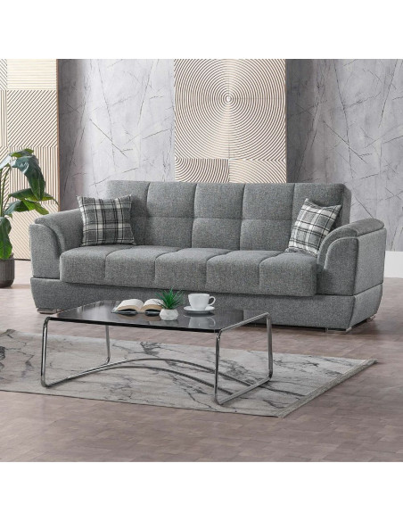 Divano letto Larissa 3 posti contenitore in Crown 18 grigio - Kallea