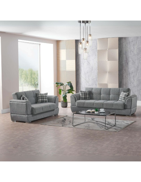 Divano letto Larissa 3 posti contenitore in Crown 18 grigio - Kallea