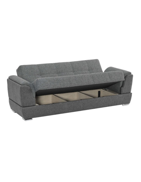 Divano letto Larissa 3 posti contenitore in Crown 18 grigio - Kallea