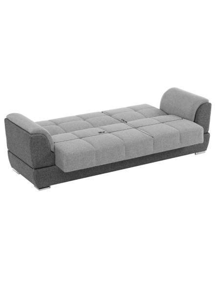 Divano letto Larissa 3 posti contenitore in Crown 18 grigio - Kallea