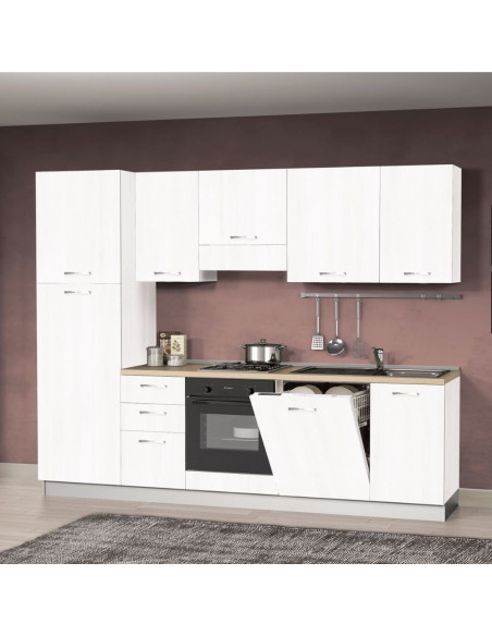 Cucina Rosmarino 270 x 217H con lavastoviglie bianco opaco sinistra - Kallea