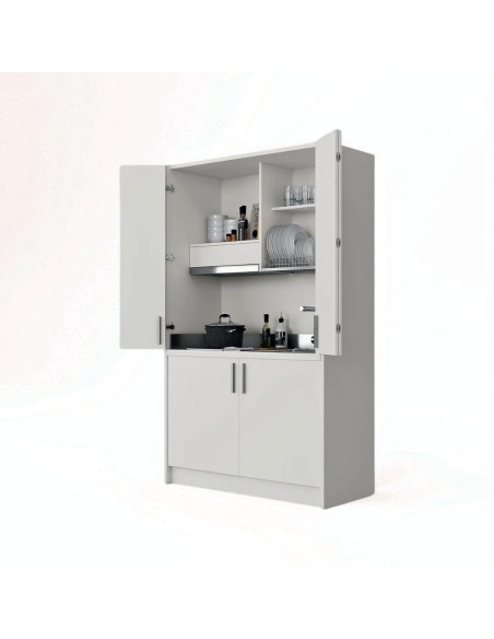 Cucina monoblocco Fold struttura e ante a libro bianco reversibile - Kallea