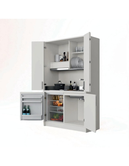 Cucina monoblocco Fold struttura e ante a libro bianco reversibile - Kallea