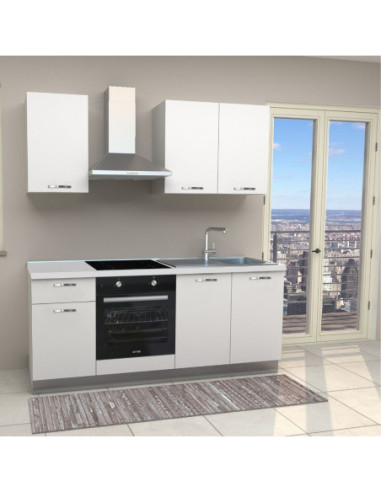 Cucina Taurus 195 colore bianco inclusa di elettrodomestici e piano cottura induzione - Kallea