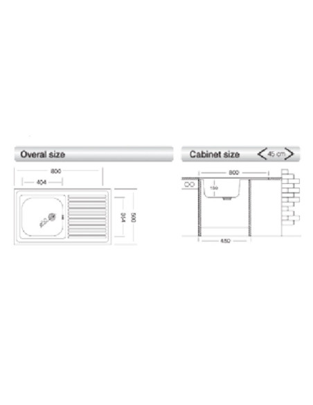 Lavello 50 series 80x50 cm N216 destro - Kallea