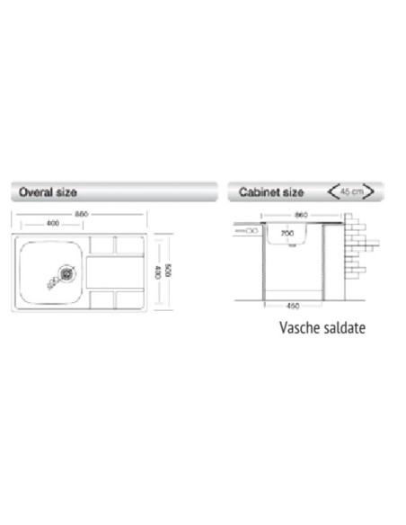 Lavello XTREND 331 86x50 cm sinistro - Kallea