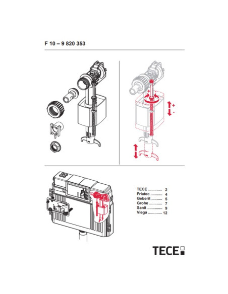 Valvola di Riempimento F10 TECE universale 9820353 - Kallea