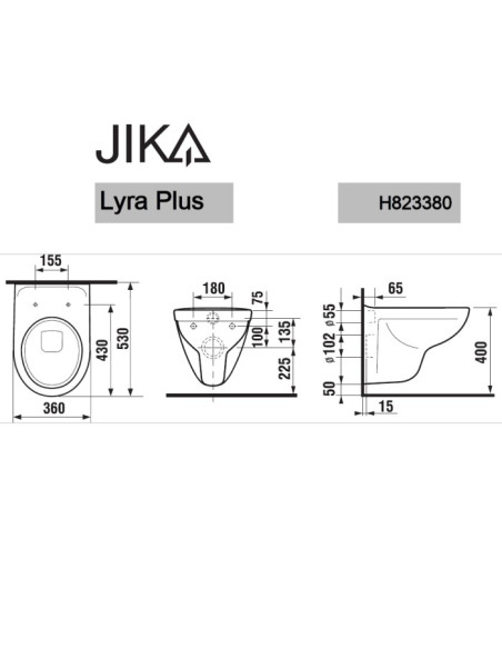 Sanitari sospesi jika serie Lyra Plus in ceramica 53 x 36 sedile non incluso - Kallea