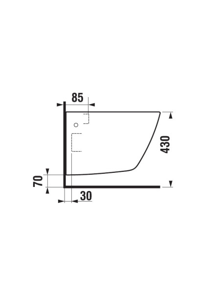 Vaso sospeso Jika serie Cubito Pure cod. H820423 dimensioni 54 x 36,5 con brida in ceramica bianco lucido - Kallea