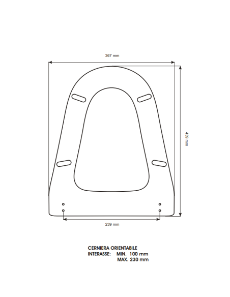 Copriwater Kerasan serie Take five con Cerniere regolabili Cromo - Kallea