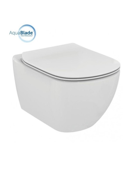 Sanitari sospesi Ideal Standard serie Tesi vaso cod. T354601 AquaBlade® bidet cod. T355201 in ceramica bianca con sedile slim...