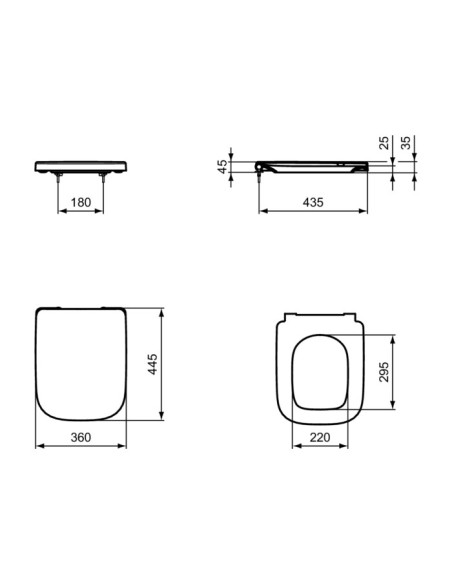 Sedile avvolgente Ideal standard serie I.Life A cod.T453101 cerniere in metallo rallentato in duroplast - Kallea