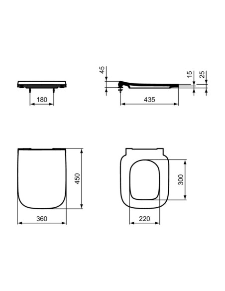 Sedile slim Ideal standard serie I.Life A cod.T481301 cerniere in metallo rallentato in duroplast - Kallea