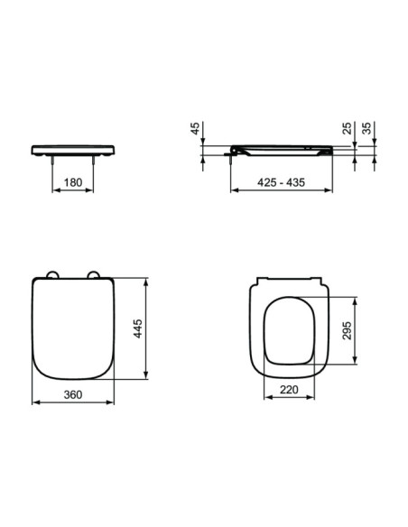 Sedile avvolgente Ideal standard serie I.Life B cod.T468201 cerniere in metallo non rallentato in duroplast - Kallea