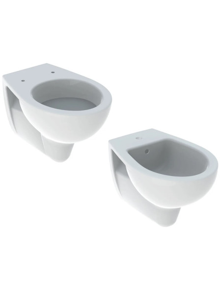 Sanitari sospesi Geberit serie Colibrì vaso a cacciata bidet monoforo in ceramica sedile e rubinetterie non inclusi - Kallea