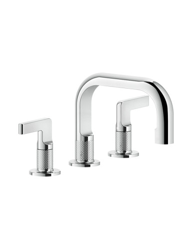 Miscelatore Lavabo Gessi serie Inciso 3 fori cod.58011 con scarico e flessibili di collegamento - Kallea