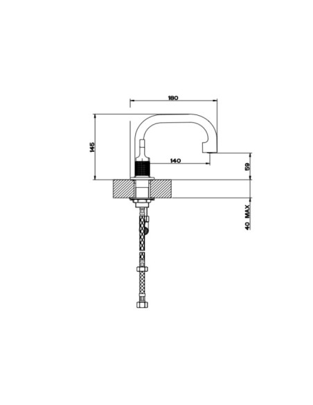 Miscelatore Lavabo Gessi serie Inciso 3 fori cod.58012 senza scarico con flessibili di collegamento - Kallea