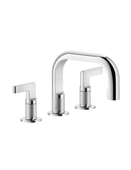 Miscelatore Lavabo Gessi serie Inciso 3 fori cod.58012 senza scarico con flessibili di collegamento - Kallea