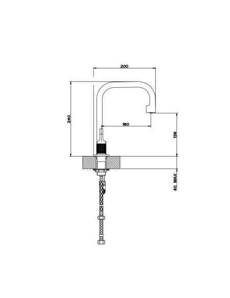 Miscelatore Lavabo Gessi serie Inciso 3 fori cod.58014 Medio senza scarico con flessibili di collegamento - Kallea