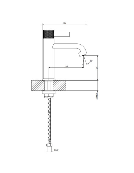 Miscelatore Lavabo Gessi serie Inciso cod.58002 senza scarico con flessibili di collegamento - Kallea