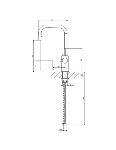 Miscelatore Lavabo alto Gessi serie Inciso cod.58006 senza scarico con flessibili di collegamento - Kallea