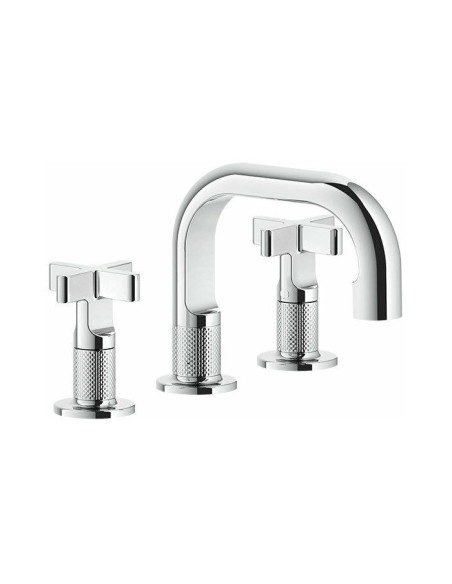 Miscelatore Lavabo Gessi serie Inciso 3 fori cod.58112 senza scarico con flessibili di collegamento - Kallea