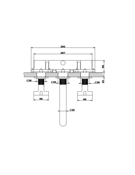 Miscelatore Gessi a incasso canna media per lavabo serie Inciso cod.58190 + 45089 con parte incasso senza scarico - Kallea