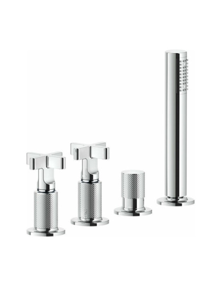 Gruppo Vasca Gessi serie Inciso 4 fori cod. 58143 deviatore flessibile 1,50 m e doccetta anticalcare - Kallea