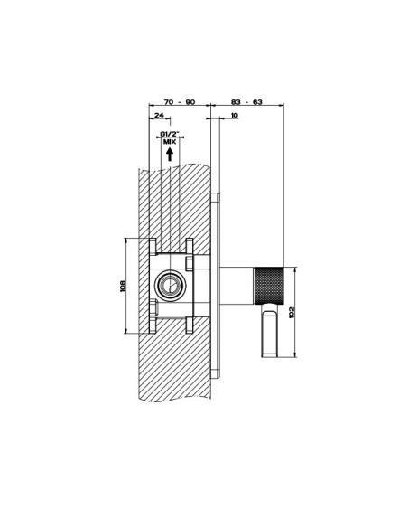 Miscelatore Gessi incasso doccia Serie Inciso a parete 1 via cod.58061 esterna cod.44655 interna - Kallea