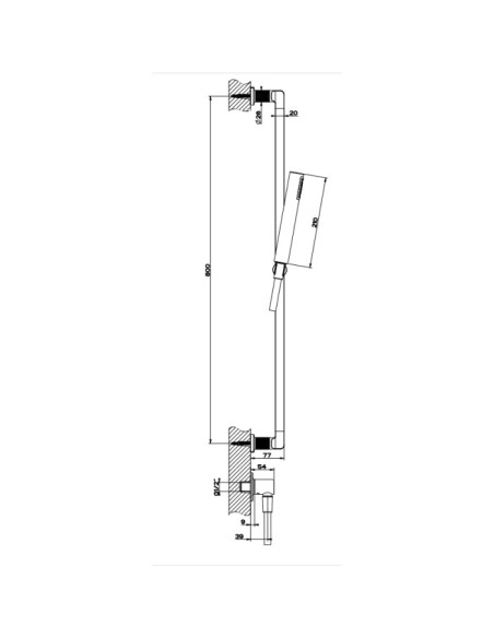 Asta saliscendi Gessi serie Inciso cod.58142 con presa acqua doccetta anticalcare e flessibile 150cm - Kallea