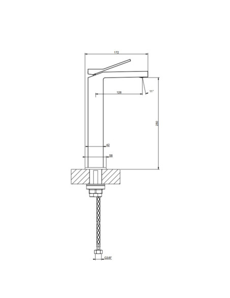 Miscelatore lavabo alto Gessi serie Rettangolo K cod. 53006 con flessibili di collegamento - Kallea