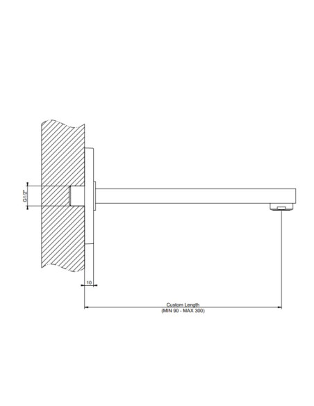 Bocca Gessi a muro lavabo canna regolabile serie Rettangolo K cod.20118 senza scarico - Kallea