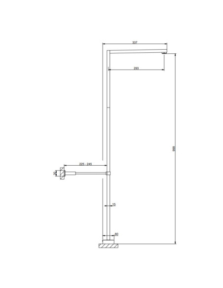 Bocca Gessi da terra serie Rettangolo K cod.20396 esterna cod.20399 incasso senza scarico - Kallea