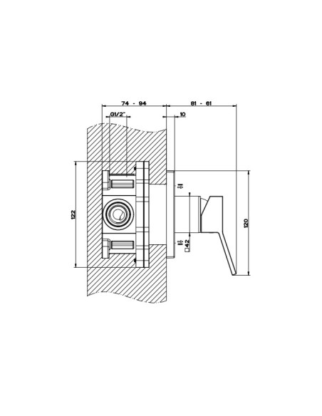 Parte esterna Gessi Miscelatore a parete 1 via serie Rettangolo K cod.53109 incasso cod.46112 - Kallea