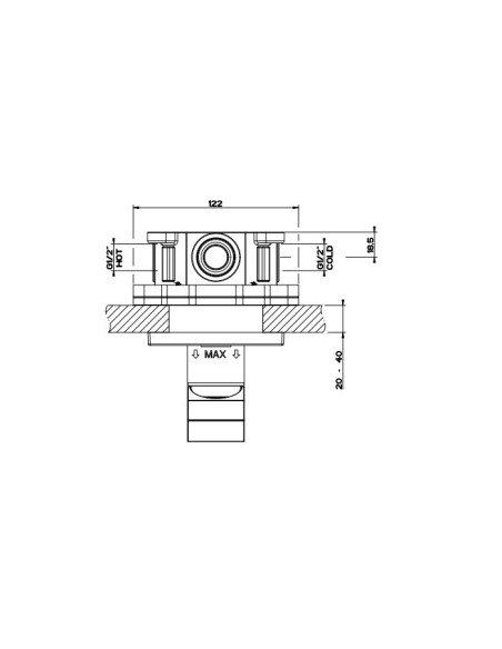 Parte esterna Gessi Miscelatore a parete 1 via serie Rettangolo K cod.53109 incasso cod.46112 - Kallea