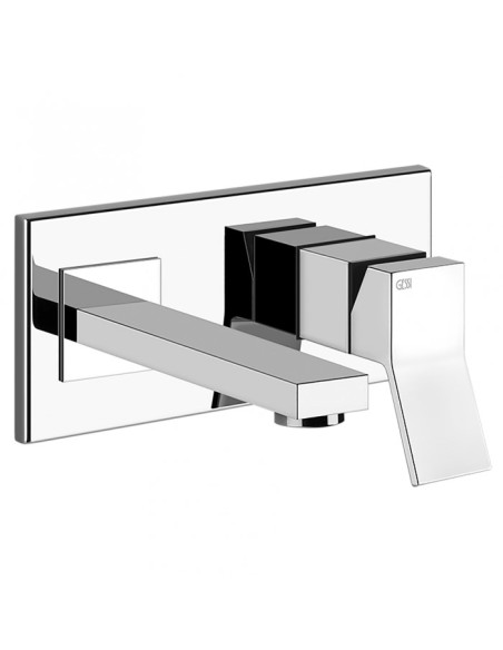 Miscelatore Gessi a parete con bocca corta serie Rettangolo K parte esterna cod.53089 incasso cod.44697 - Kallea