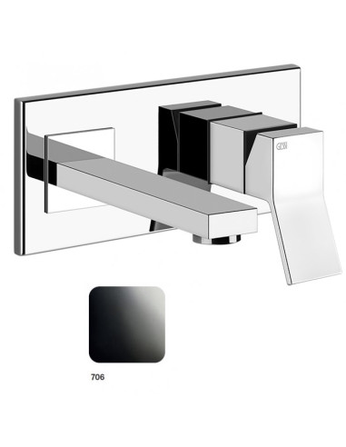 Miscelatore Gessi a parete con bocca corta serie Rettangolo K parte esterna cod.53089 incasso cod.44697 - Kallea