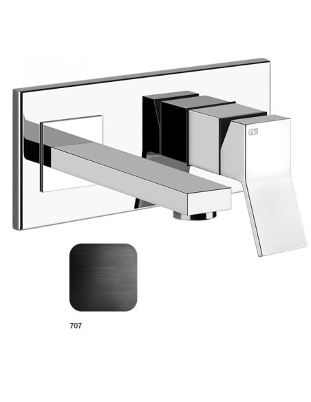 Miscelatore Gessi a parete con bocca corta serie Rettangolo K parte esterna cod.53089 incasso cod.44697 - Kallea