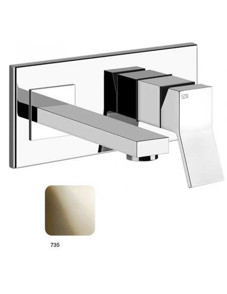 Miscelatore Gessi a parete con bocca corta serie Rettangolo K parte esterna cod.53089 incasso cod.44697 - Kallea