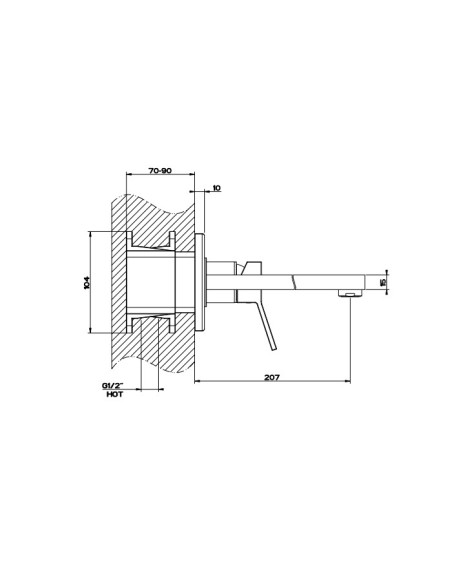 Miscelatore Gessi a parete con bocca media serie Rettangolo K parte esterna cod.53088 incasso cod.44697 - Kallea