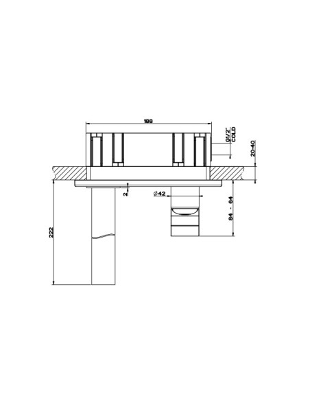 Miscelatore Gessi a parete con bocca media serie Rettangolo K parte esterna cod.53088 incasso cod.44697 - Kallea