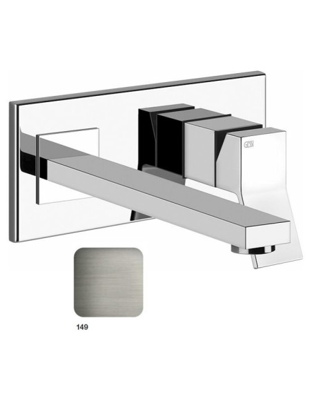 Miscelatore Gessi a parete con bocca lunga serie Rettangolo K parte esterna cod.53090 incasso cod.44697 - Kallea