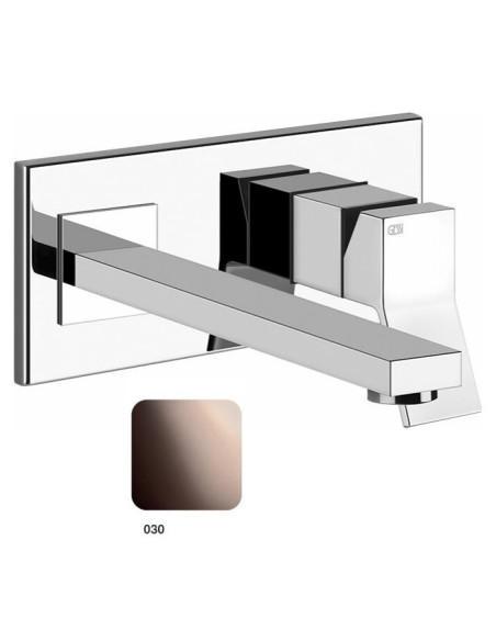 Miscelatore Gessi a parete con bocca lunga serie Rettangolo K parte esterna cod.53090 incasso cod.44697 - Kallea