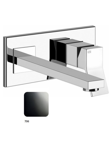 Miscelatore Gessi a parete con bocca lunga serie Rettangolo K parte esterna cod.53090 incasso cod.44697 - Kallea