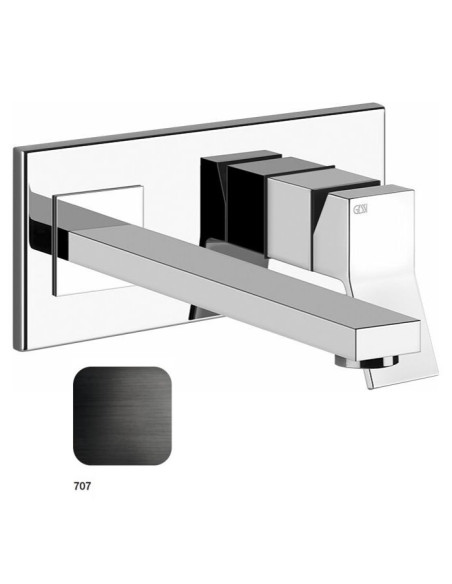 Miscelatore Gessi a parete con bocca lunga serie Rettangolo K parte esterna cod.53090 incasso cod.44697 - Kallea