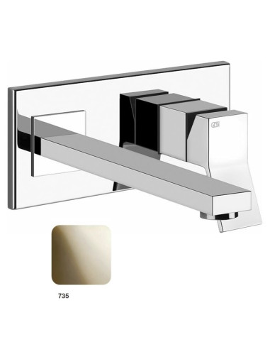 Miscelatore Gessi a parete con bocca lunga serie Rettangolo K parte esterna cod.53090 incasso cod.44697 - Kallea