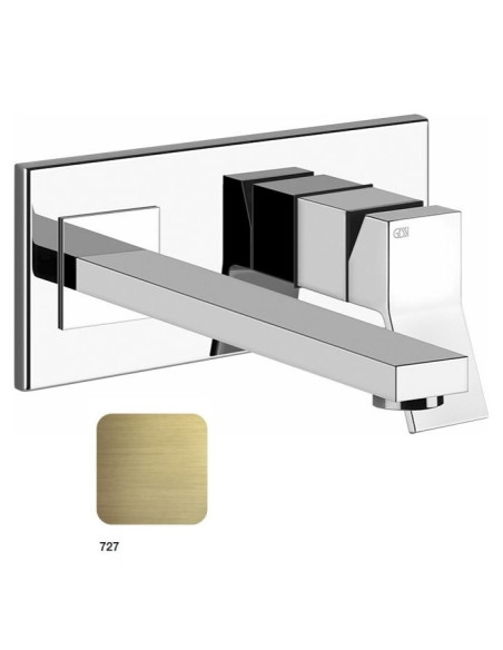 Miscelatore Gessi a parete con bocca lunga serie Rettangolo K parte esterna cod.53090 incasso cod.44697 - Kallea